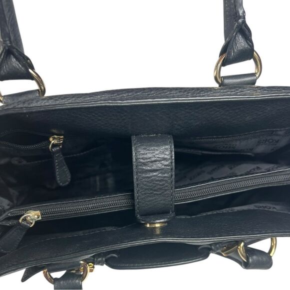 Michael Kors Hamilton Black Pebbled Leather Top Handle Satchel Crossbody Bag - Picture 6 of 13